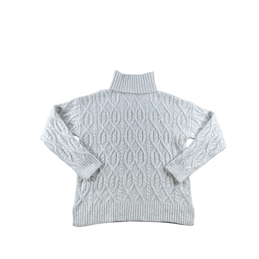 Calligraphie Womens Gray Cable Knit Turtleneck Sweater Size Medium Long Sleeve